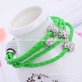 3 Layer shamballa beads pu leather man sports bracelet